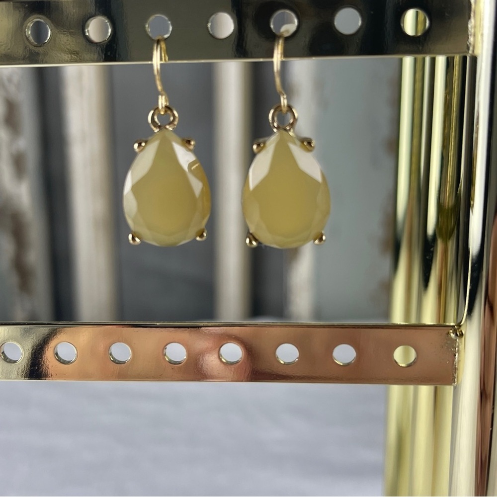 Elegant Stone and Gold Drop Earrings